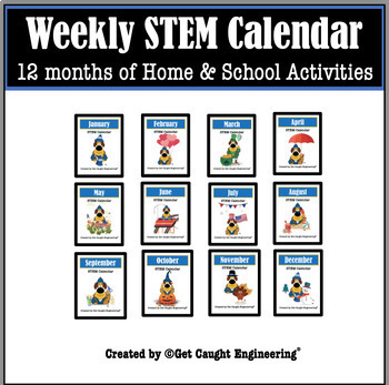 Preview of STEM Activities Bundle - Weekly STEM Calendar for Home and School