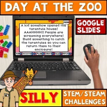 Preview of STEM Activities Day at the Zoo STEAM Challenge GOOGLE SLIDES™ for Elementary 