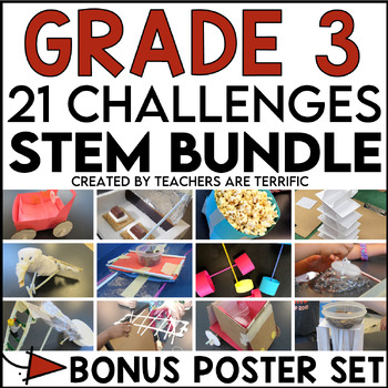 Preview of STEM Challenges for 3rd Grade - 21 Activities & Poster Set