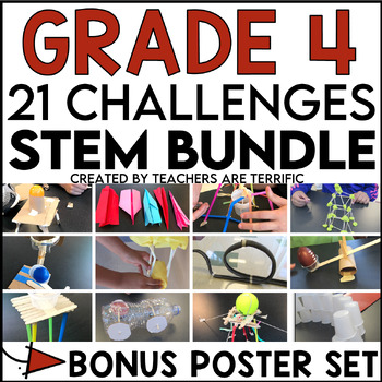 Preview of STEM Challenges for 4th Grade - 21 Activities & Poster Set