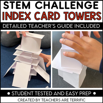 Preview of STEM Index Card Tower Challenge - Easy Prep Project- 2 Versions
