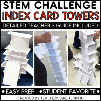 Preview of STEM Index Card Tower Challenge Easy Prep Project & Elementary Team Building