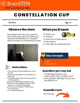 Preview of STEM Activity : Constellation Cup
