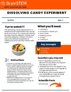 Preview of STEM Activity : Dissolving candy experiment
