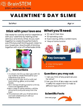 Preview of STEM Activity : Valentines day slime