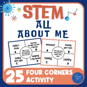 STEM All About Me Four Corners Back to School Activity Game Ice Breaker