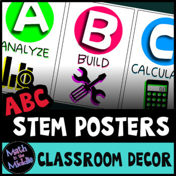 Preview of STEM Posters - ABCs of STEM Classroom Decor Alphabet