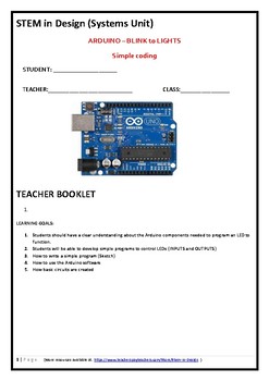 Preview of STEM Arduino Card Blink and lights TEACHER