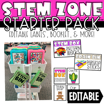 Preview of STEM Zone Starter Pack - Labels, Booklet, + Worksheets