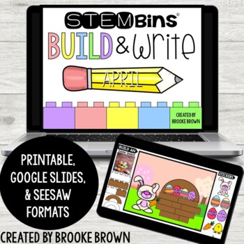 Preview of STEM Bins® Build & Write (APRIL) - Easter STEM Activities, Earth Day