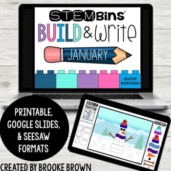 Preview of STEM Bins® Build & Write (JANUARY) - Digital/Printable - Winter STEM Activities