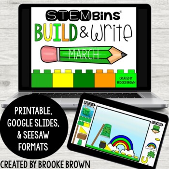 Preview of STEM Bins® Build & Write (MARCH) - St. Patrick's Day STEM Activities