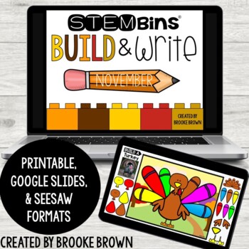 Preview of STEM Bins® Build & Write (NOVEMBER) - Thanksgiving STEM Activities