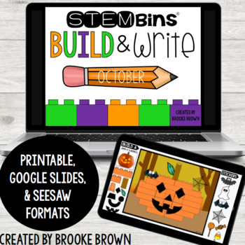 Preview of STEM Bins® Build & Write (OCTOBER) Halloween STEM Activities: Digital, Printable