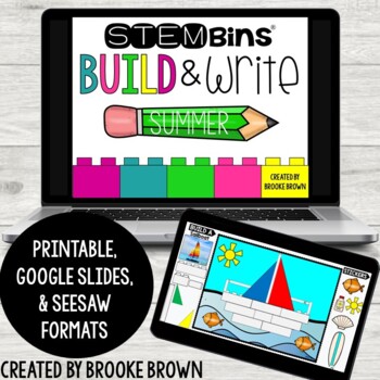 Preview of STEM Bins® Build & Write (SUMMER) - Digital + Printable STEM Activities
