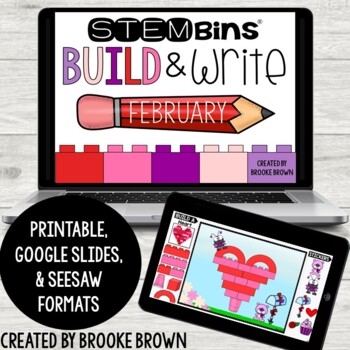 Preview of February STEM Bins® Build & Write - Valentine's Day STEM Activities