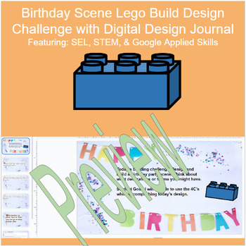 Preview of STEM Birthday Lego Prompt Design Challenge with Digital Workbook and Lesson Plan
