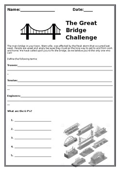 Preview of STEM Bridge Building Activity Worksheet