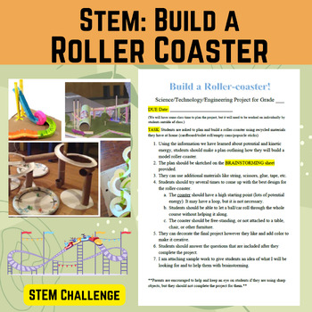 Preview of STEM- Build a Rollercoaster PROJECT (Potential and Kinetic Energy)