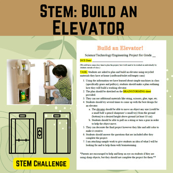Preview of STEM-Build an Elevator Project (Gears and Pulleys)