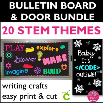 Preview of STEM Bulletin Board BUNDLE Makerspace Decor Door Decorating Back to School Tech