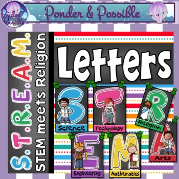 Preview of STEM: Bulletin Board Letters {STEAM and STREAM )