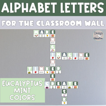 Preview of STEM Bulletin Board Letters Eucalyptus Mint Colors | STEAM Decor