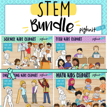 Preview of STEM Bundle of Kids Representing Science, Technology, Engineering, and Math