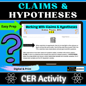Preview of STEM CER Activity Claim & Hypothesis Writing Practice NGSS MYP