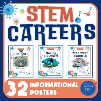Preview of STEM Careers Posters | Classroom Decor Engineering Science Math Real World