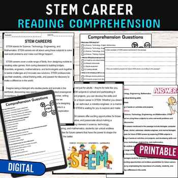 Preview of STEM Careers Reading Comprehension Passage Quiz,Digital and Printable