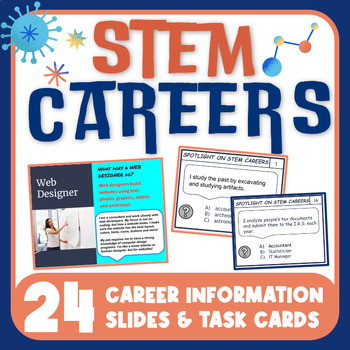 Preview of STEM Careers Slides & Task Cards Activities Career College Readiness
