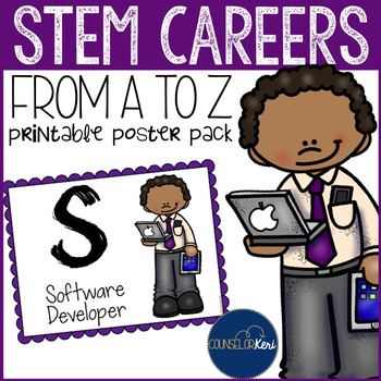 Preview of STEM Careers from A to Z Printable Poster Pack for Elementary Career Education