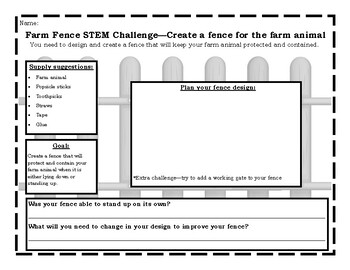 Preview of STEM Challenge - Build a Fence