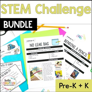 Preview of Preschool and Pre K STEM Challenge Science Activities for the Entire School Year