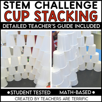 Preview of STEM Challenge Cup Stacking Math-Based Activity featuring Easy Prep