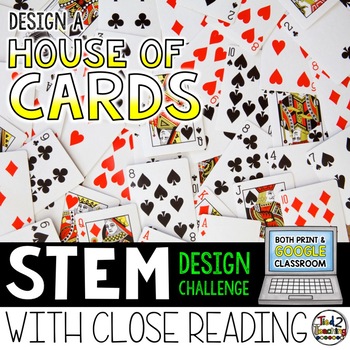 Preview of Cards STEM Activities Design a House of Cards STEM Challenge and Close Reading