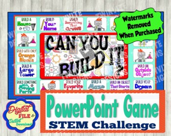 Preview of STEM Challenge PowerPoint Game, STEAM Interactive Game, Zoom Virtual Activity