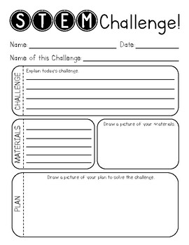 Preview of STEM Challenge Recording Sheet
