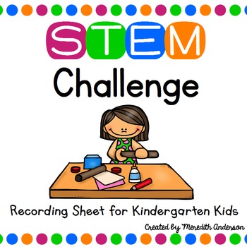 Preview of STEM Challenge Recording Sheet for Kindergarten Kids