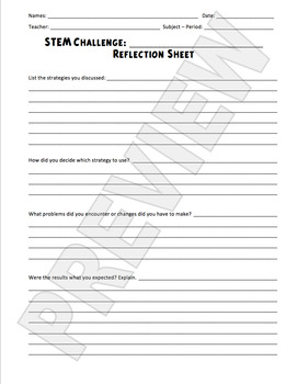 STEAM/ STEM Reflection Sheet English and Spanish