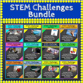Preview of STEM Challenges Bundle ⭐ 12 STEM Activities ⭐ Science, Tech, Engineering, Math