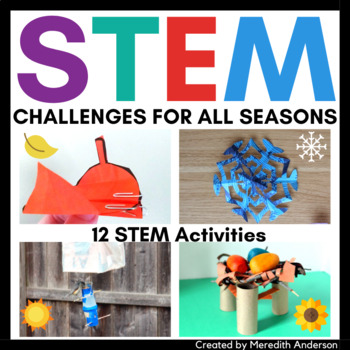 Preview of STEM Activities Low Prep Challenges STEM Task Cards Fall Winter Spring Summer