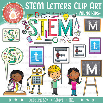 Preview of STEM Clip Art Letters (Science, Tech, Engineering, Math)