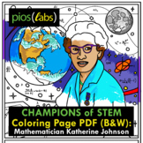 STEM Coloring Page/Poster: Mathematician Katherine Johnson