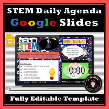 Preview of STEM Daily Agenda Morning Google Slides Template *Paperless and Low Prep*