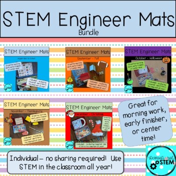Preview of STEM Morning Work - Engineer Mats - Monthly Bundle