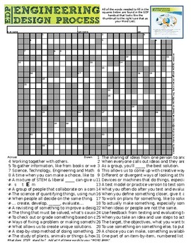 Preview of STEM - Engineering Design Process CROSSWORD PUZZLE #1     35 Clues