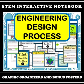 Preview of STEM Engineering Design Process Interactive Notebook Journal Organizers Posters