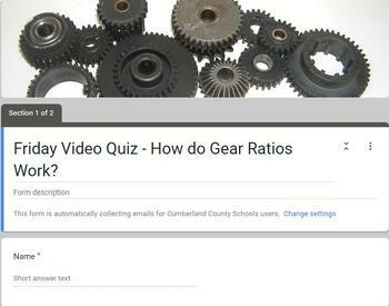 Preview of STEM Engineering - Video Quiz - How do Gear Ratios Work?